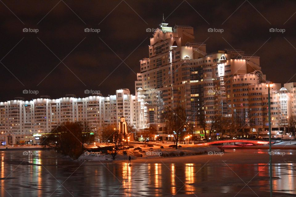 beautiful night windows light street view