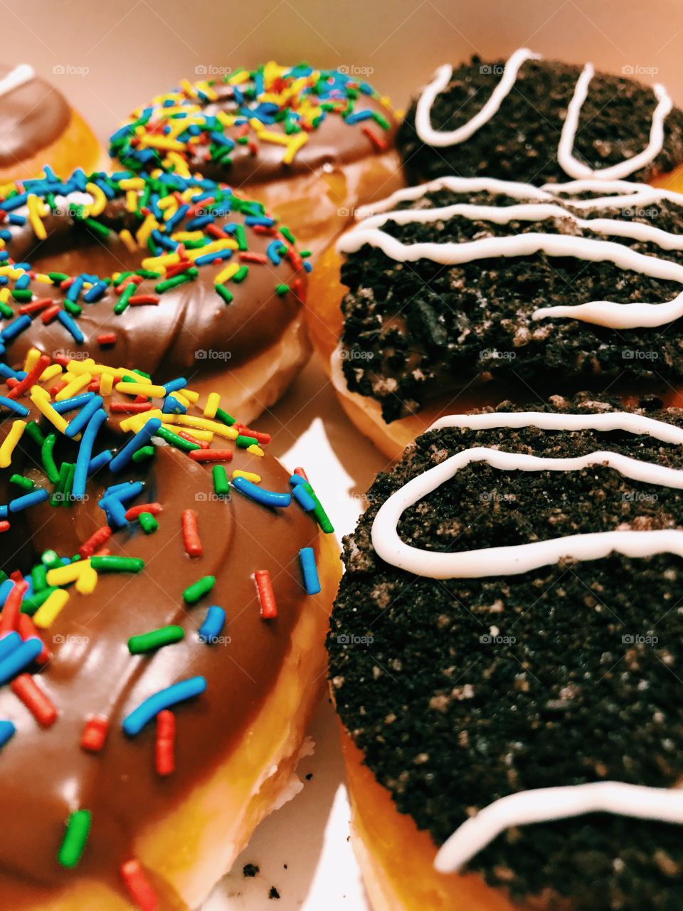 Ooey gooey, chocolatey, delicious, rich, creamy, moist, flavorful donuts from Krispy Kreme Doughnuts. Perfect late night mouth watering snacks. 