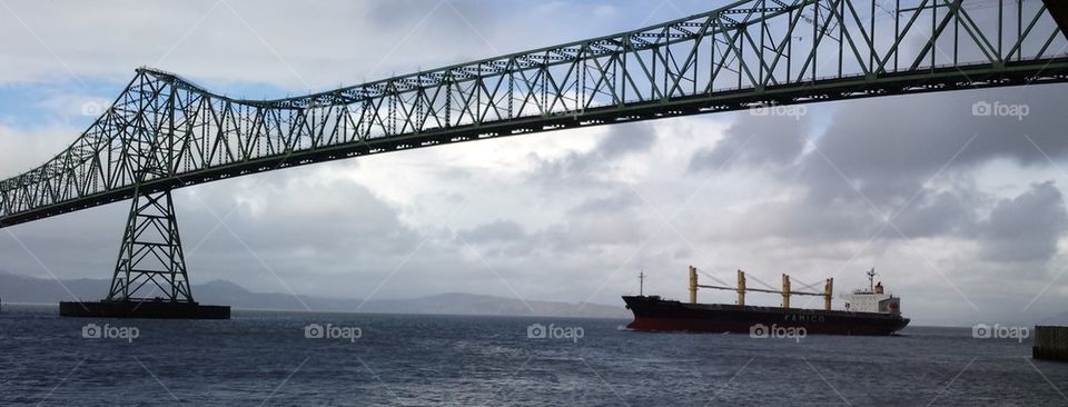 Ship and Bridge Columbia River