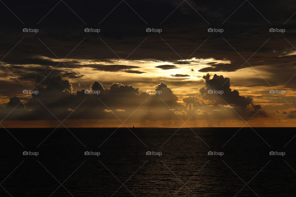 Dramatic Partially Cloudy Sunrise on the Atlantic Ocean