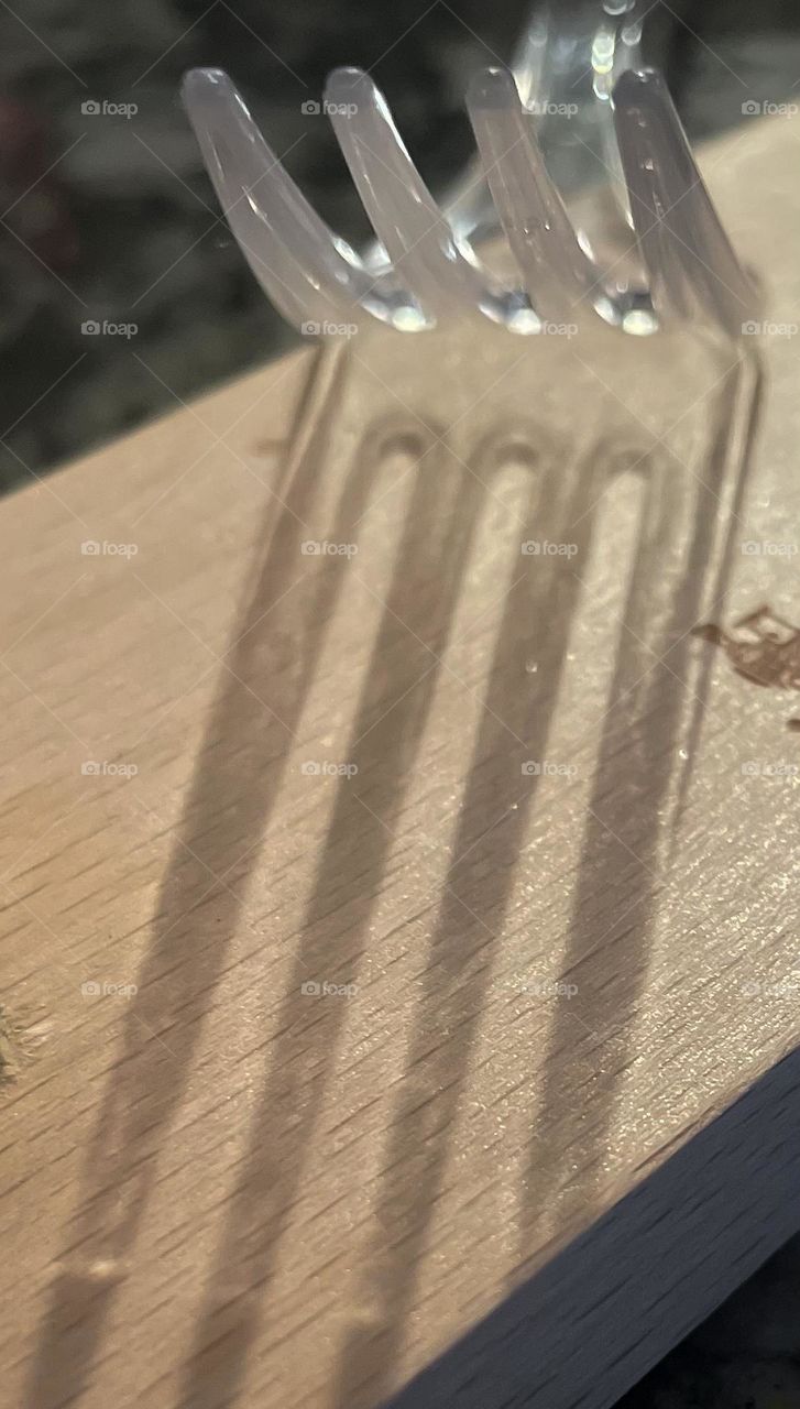 Angels and light blur the end of the fork and beginning of its shadow. Let your mind decide what it can morph into.