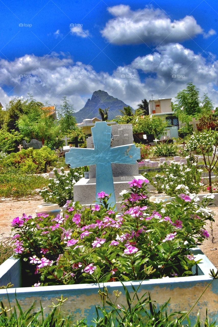 Mauritian Cemetery. A photo from a cemetery in Flic-en-Flac, Mauritius.