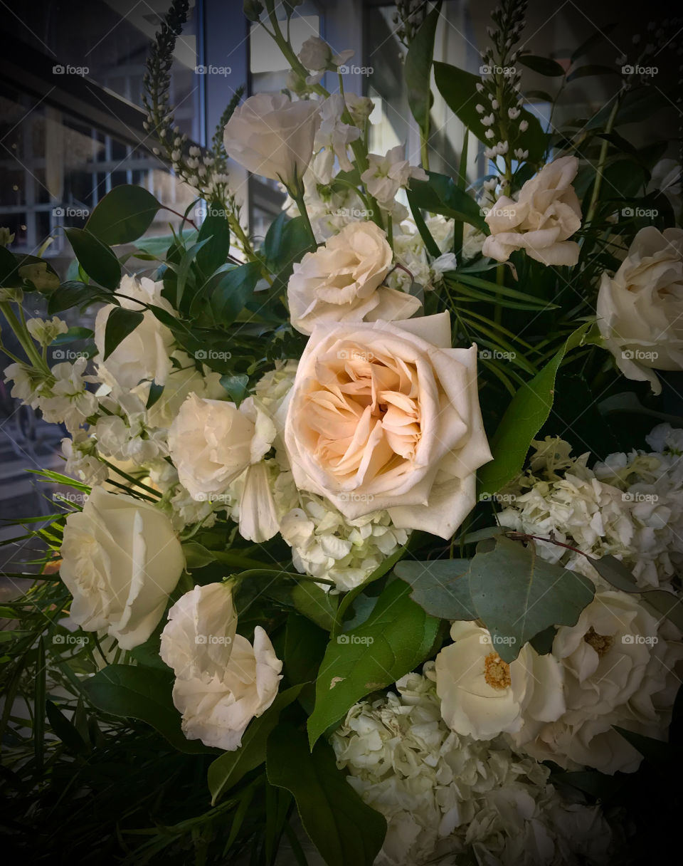 Big and beautiful bouquet of white flowers