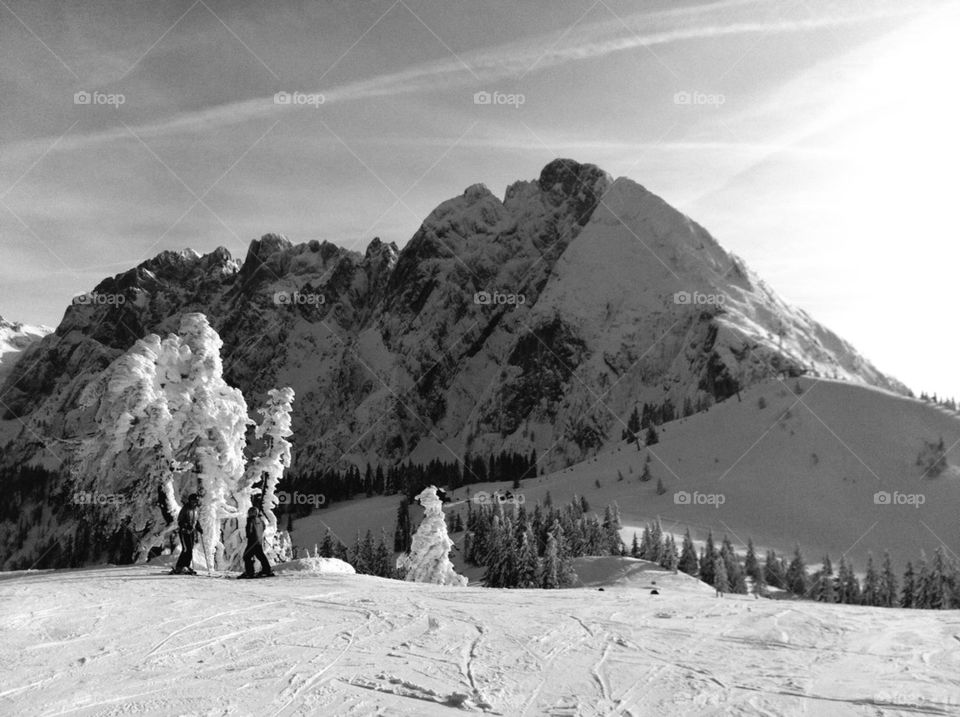 snow sky mountain tree by royaltight