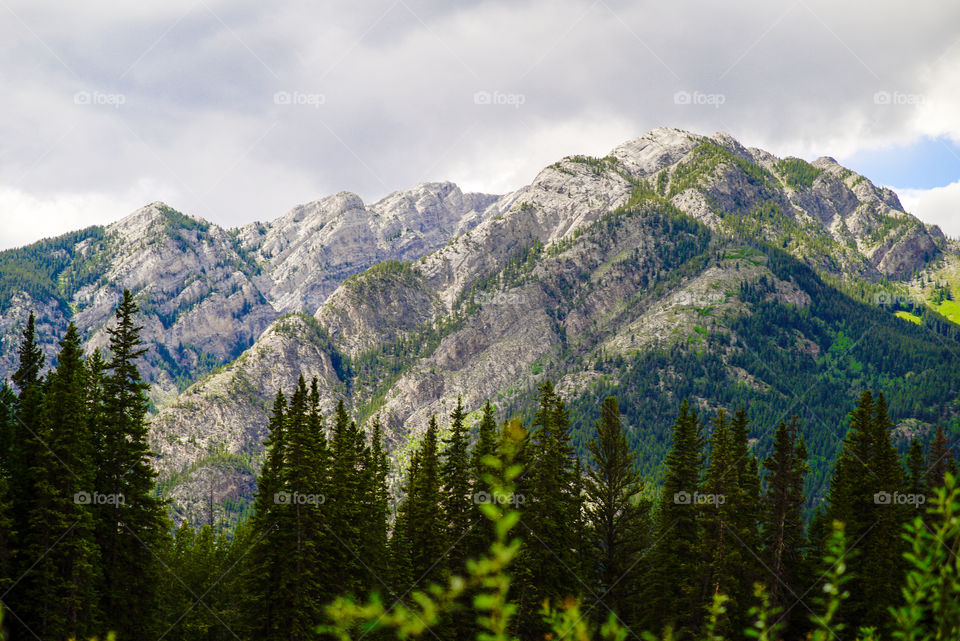 Mountain Range view from downtown Banff