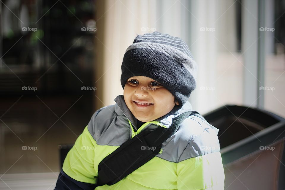 Happy kid in winters 