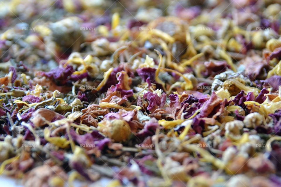 Close up of dried herbal tea 