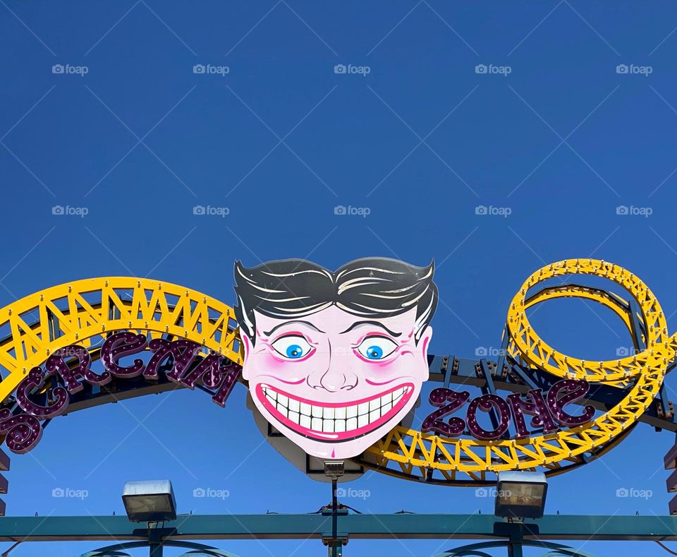 Steeplechase face above an entrance to a Coney Island ride