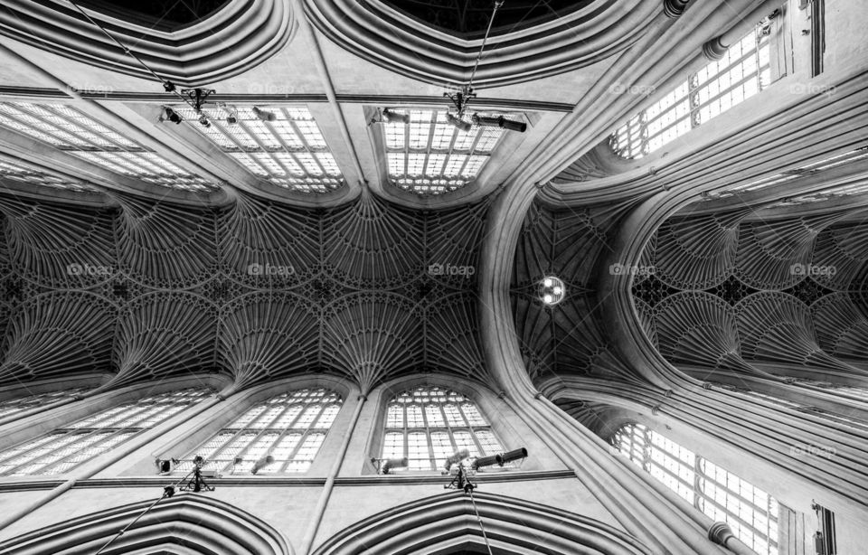 Look up in black and white. Ceiling 