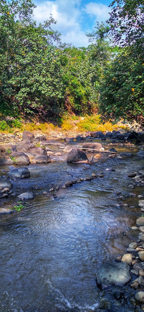 Clean river water and cool air