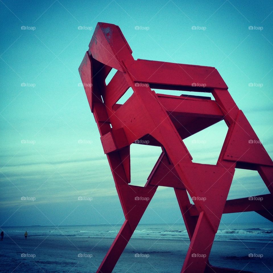 Red lifeguard chair  