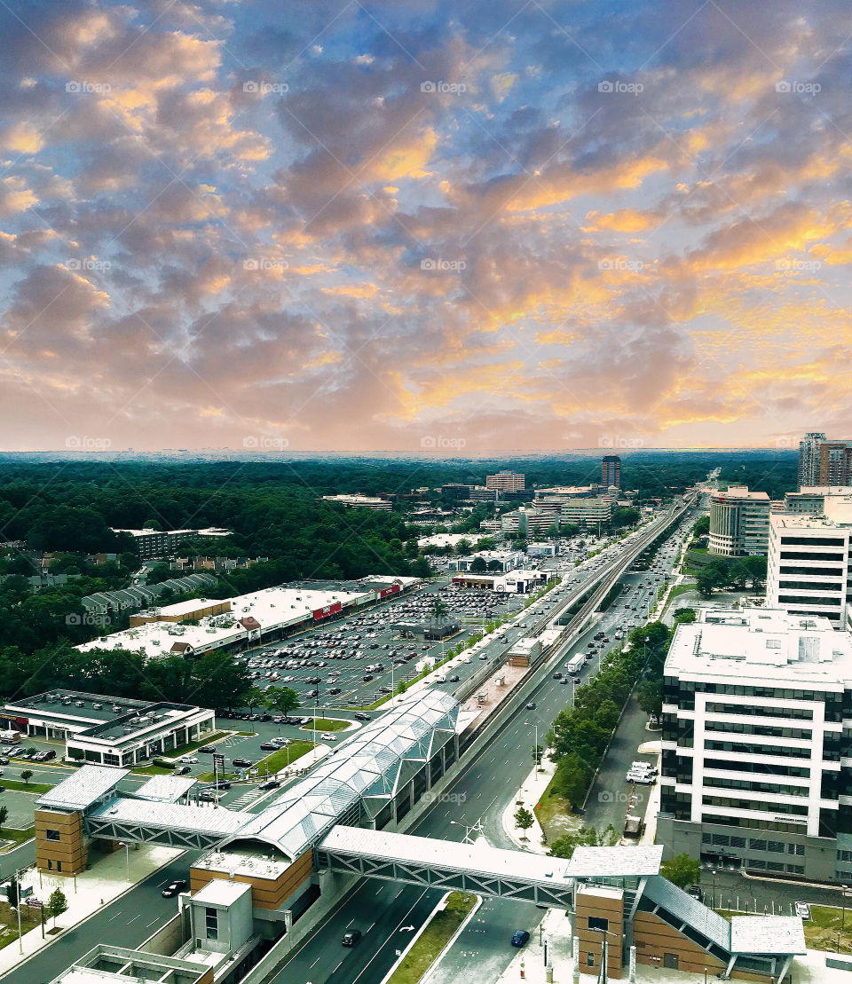 Sunset over the metro