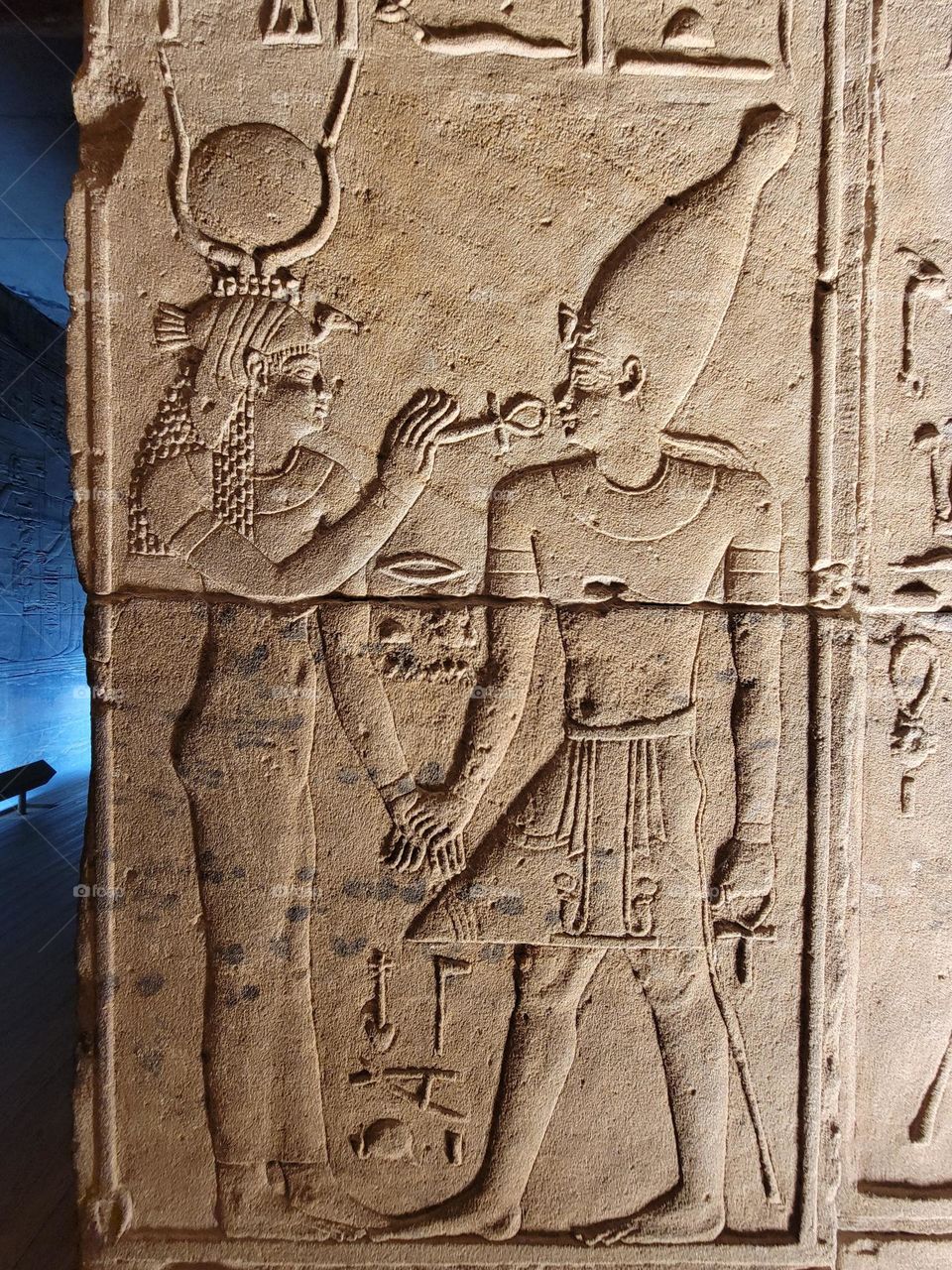 Hieroglyphs, Key of Life, at Luxor Temple Luxor Egypt