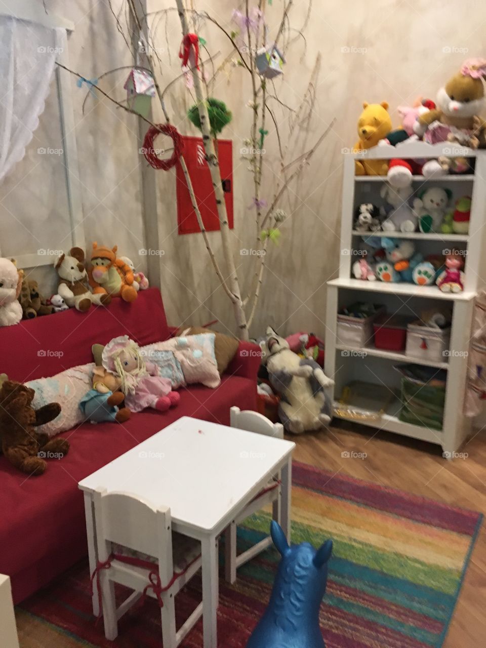 Childrens playroom with toys in nice restaurant 
