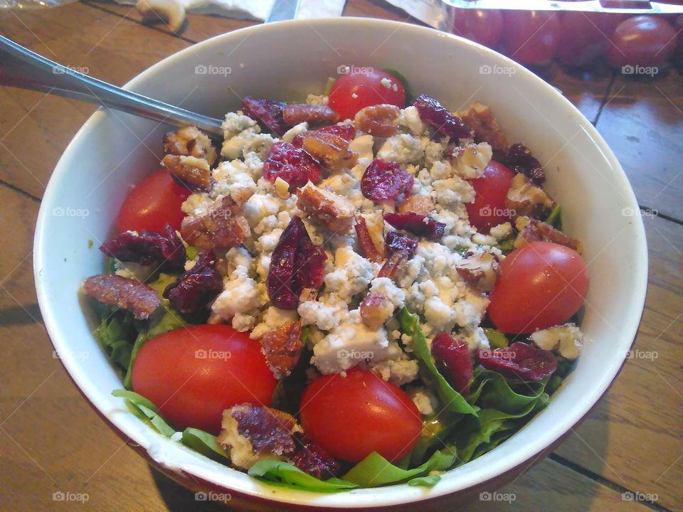 a healthy salad except for the blue cheese