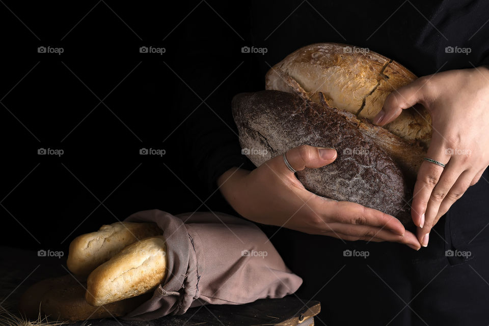 homemade bread in the woman hand