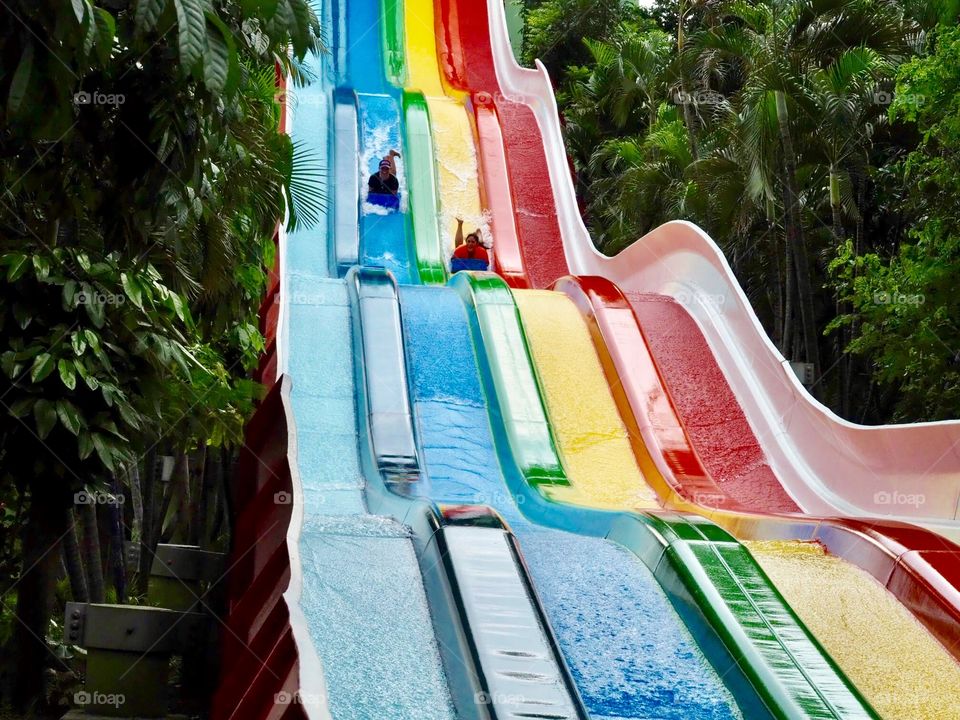 Fun on waterslide