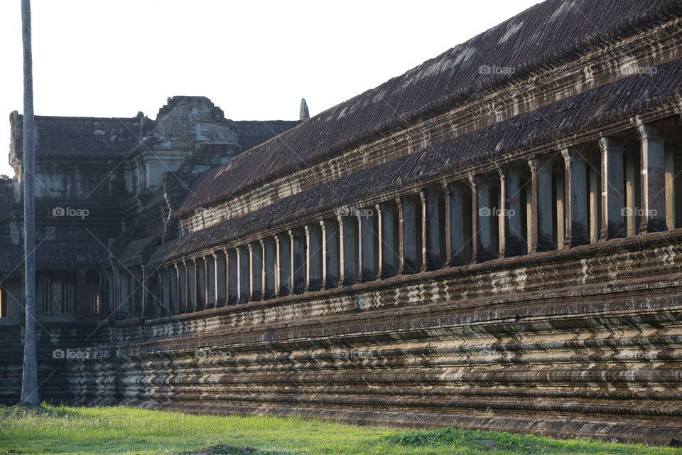 View outside of the Ankor Wat temple in Siem Reap Cambodia 