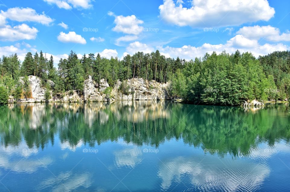 lake view in adrspach national park in Czech republic