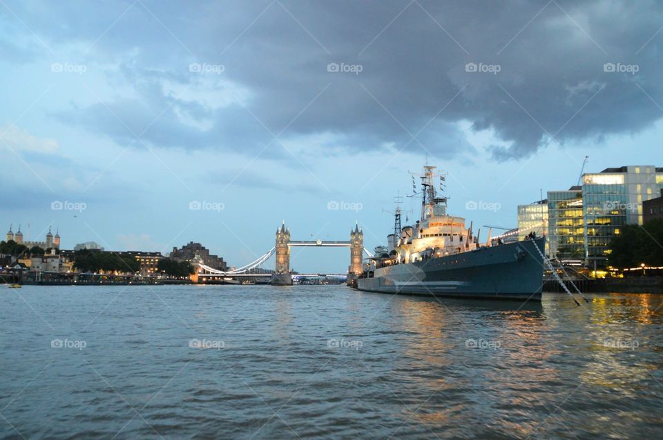 Warship on the Thames
