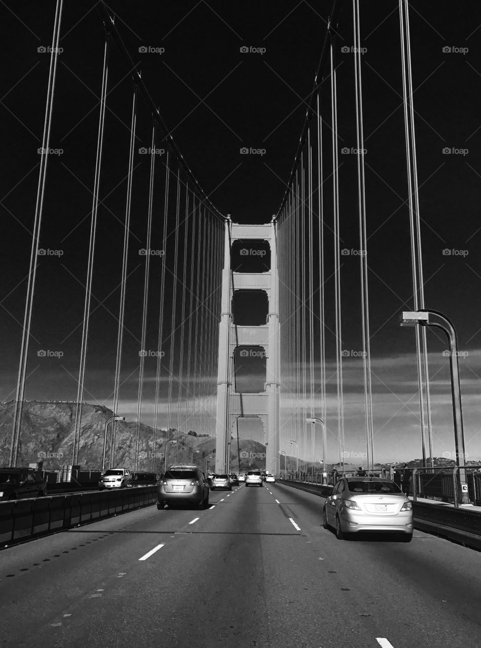 Driving across the Golden Gate Bridge on New Year's morning 