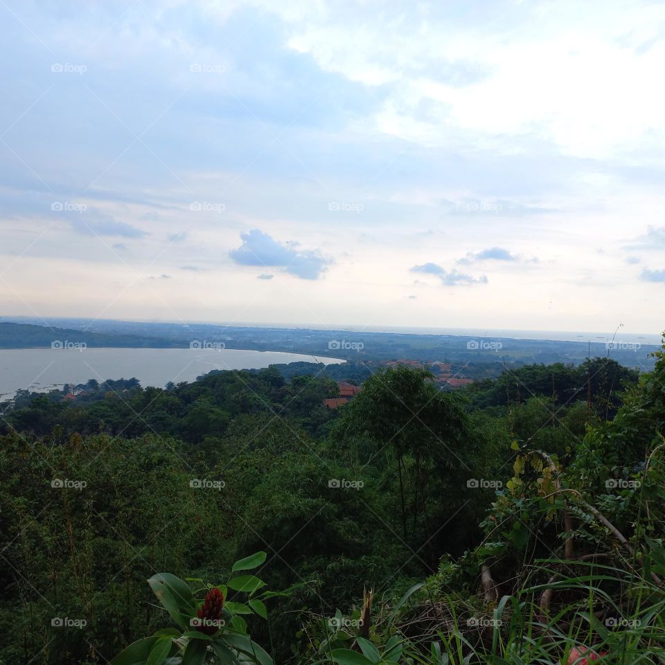 Beautiful view of the lakeside in the evening