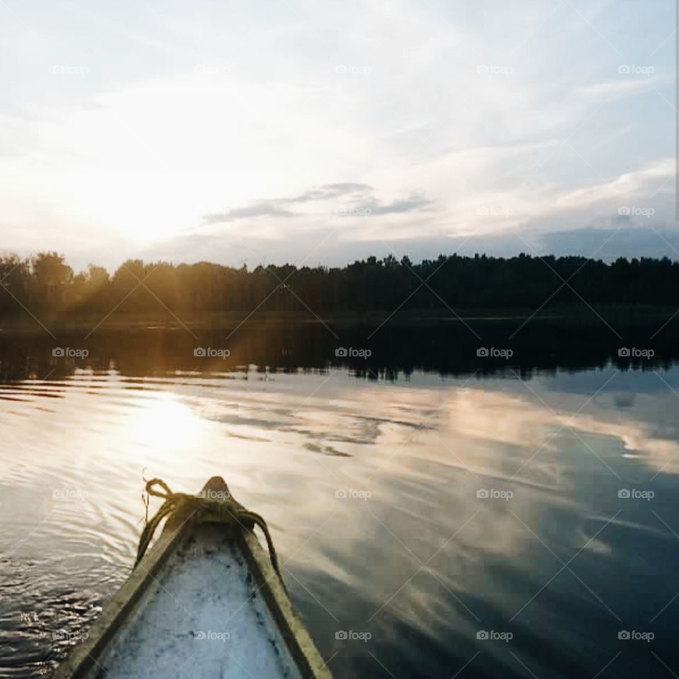 Canoe at sunset