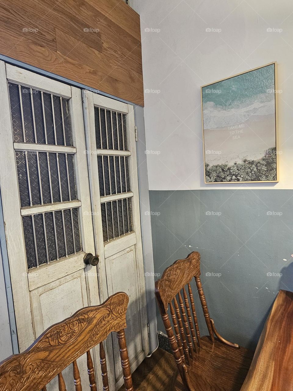 wooden kitchen door wooden chair ancient atmosphere