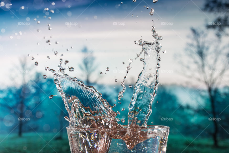 Water splashing from glass