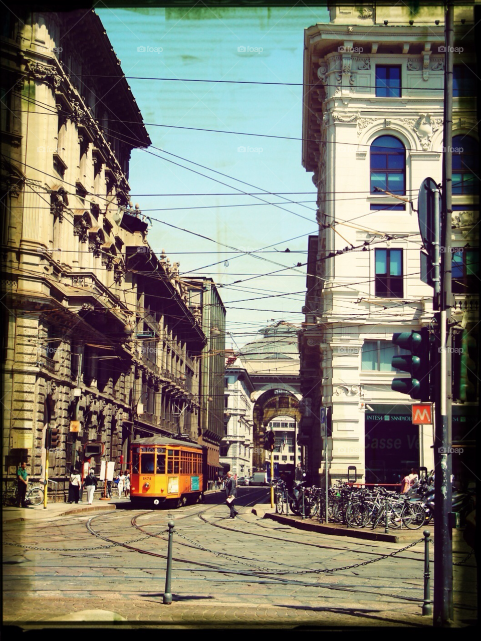 milan. italy street buildings tram by photogecko
