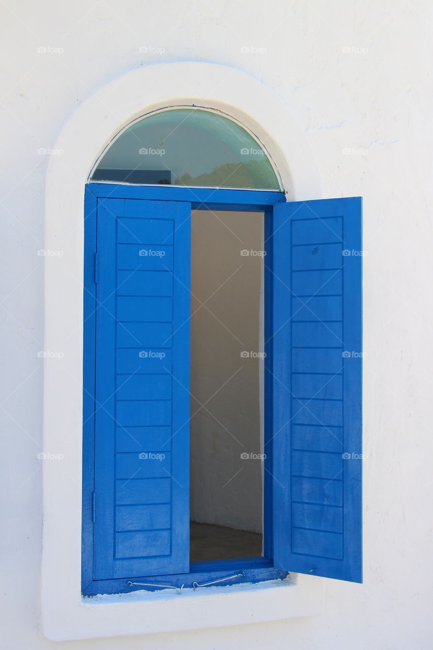 blue window. blue window with white background
