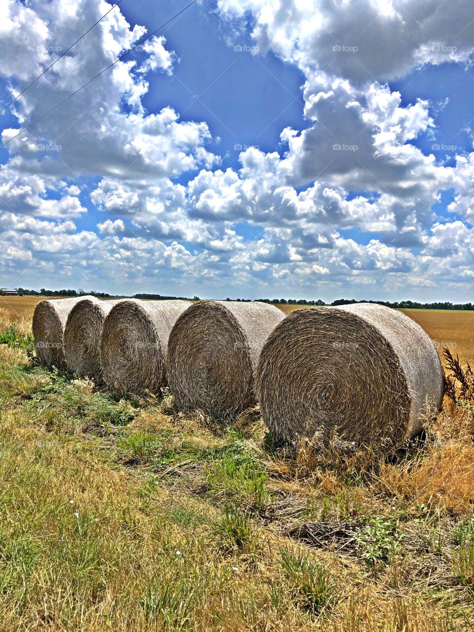 Hay bales and lovely sky