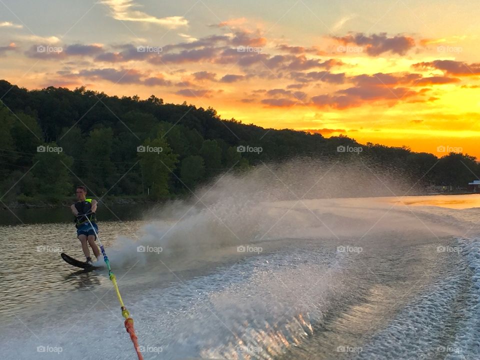 Skiing with Sunset