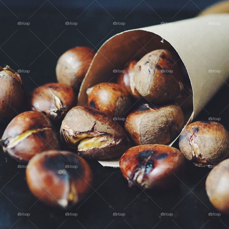Close-up of fried chestnuts