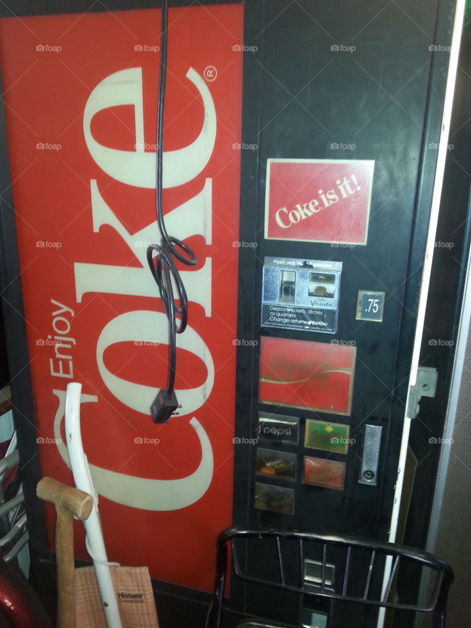a very old vending machine on Kansas city USA