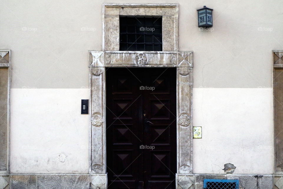 Building exterior in the Old Town in Kraków, Poland.