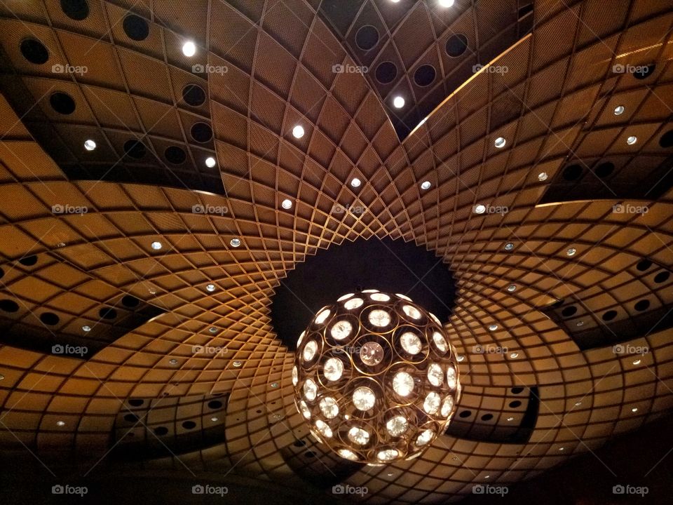 Illuminated lights in the ceiling