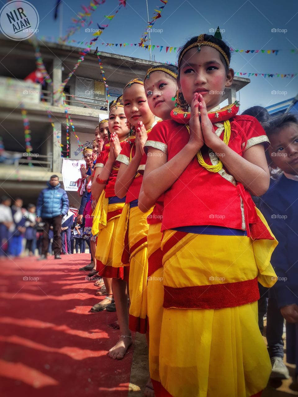 Small kids in Nepali cultural dress