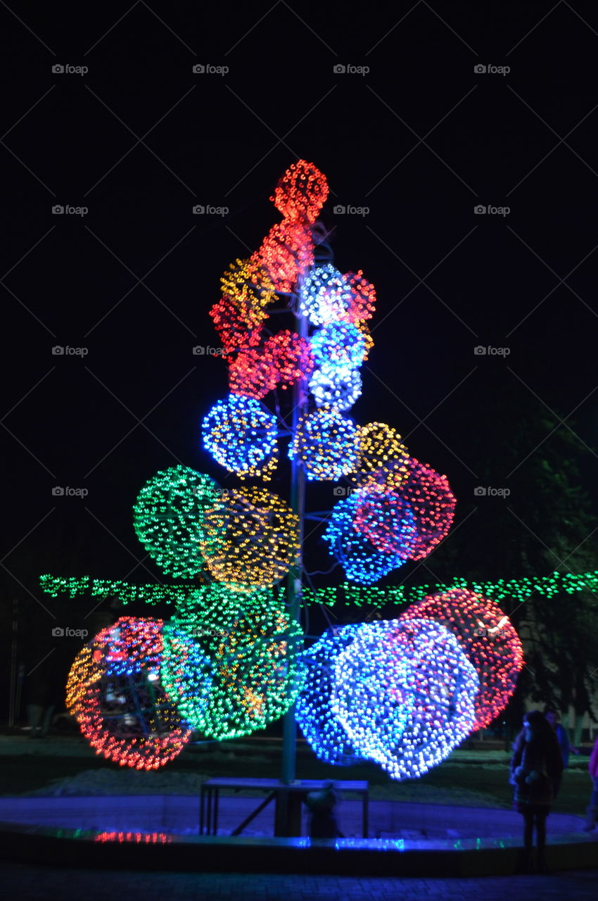 New year, Christmas, winter, holiday, gerljandy, lights, light bulbs, background, Christmas tree,