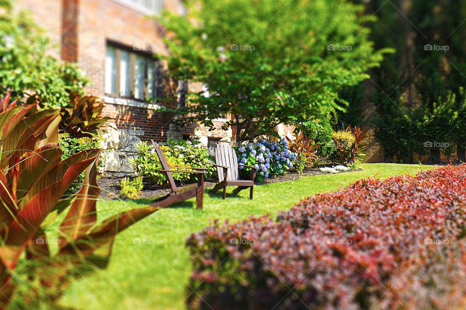Adirondack Chairs Outside Kansas City Home. This beautiful home is located near the Country Club Plaza in Kansas City. I created a tilt shift effect to make a miniature scene.