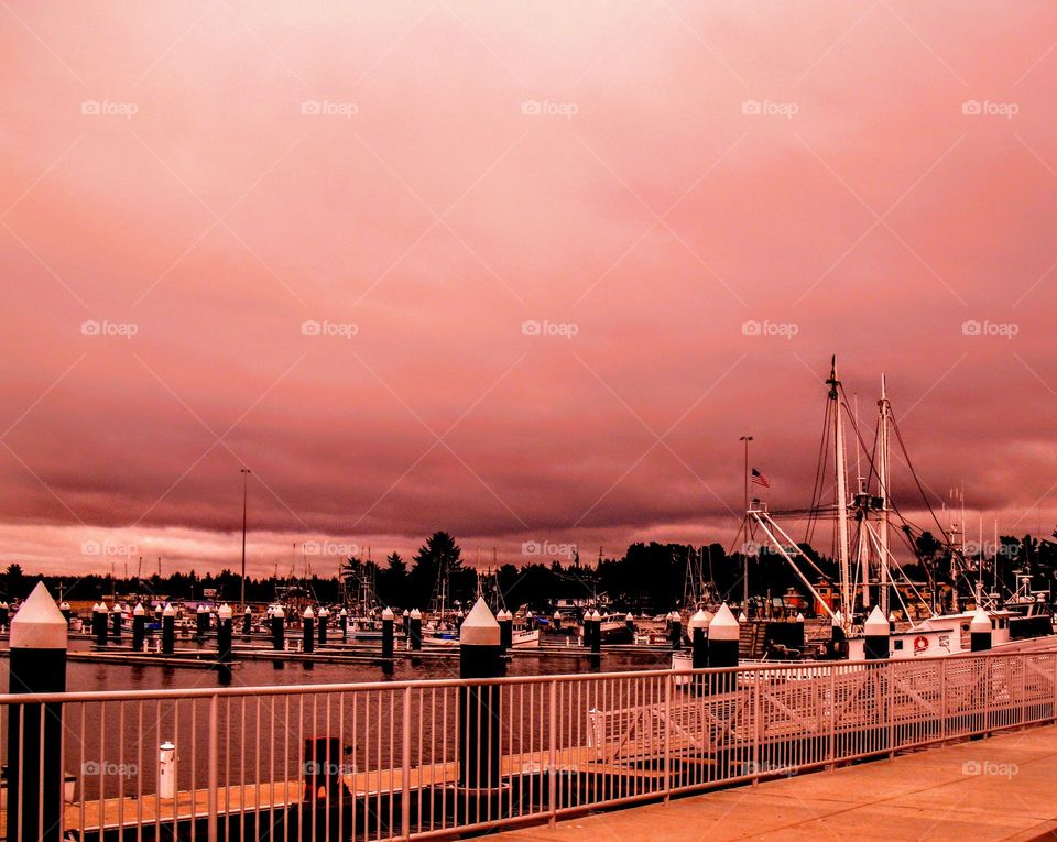 Stunning Red Harbour at Dusk "Sailors Delight"