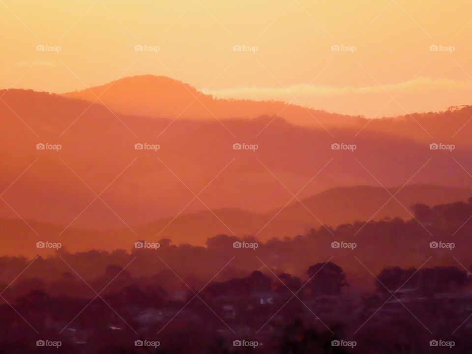 Mountain layers at sunset