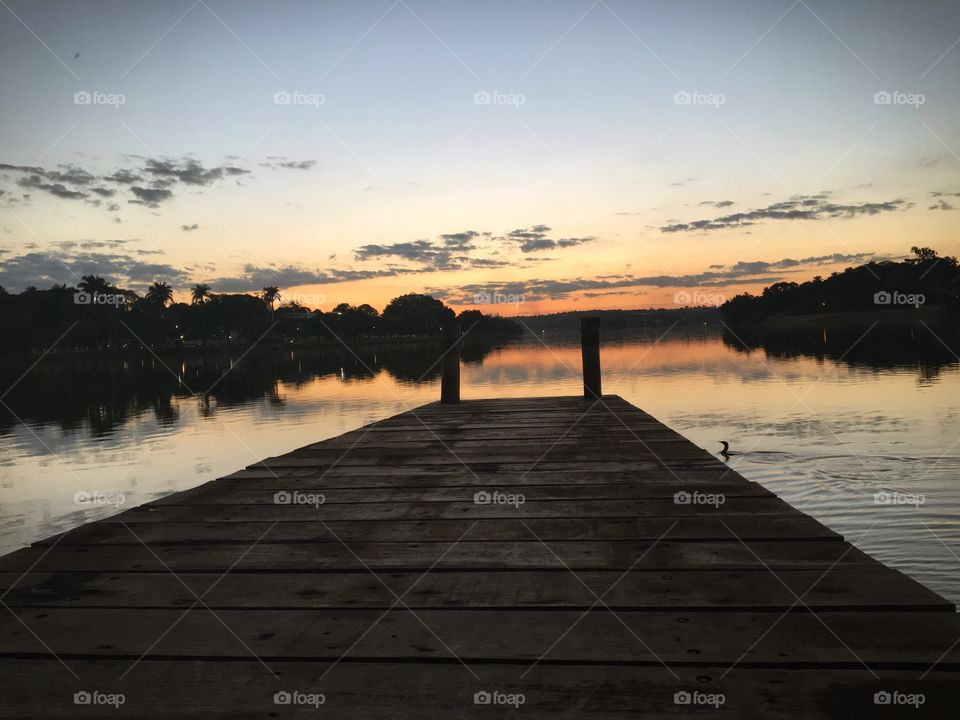 Sunset over lake in Brazil