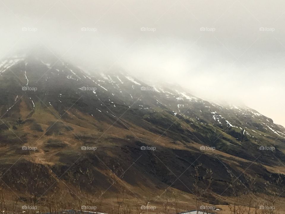 Mist on the mountains in Iceland 