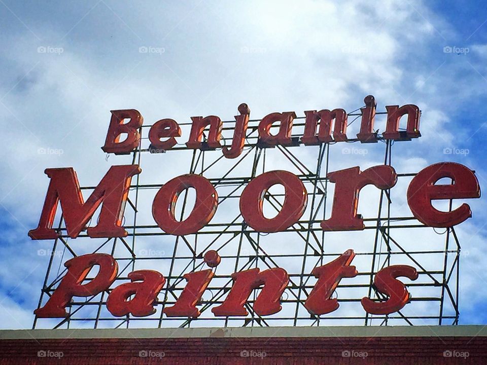 paint Signage in the sky. Downtown Denver