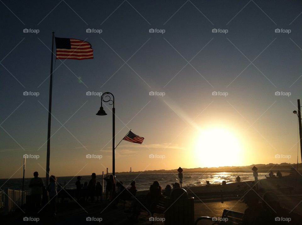 Sunset on the beach, July 4.