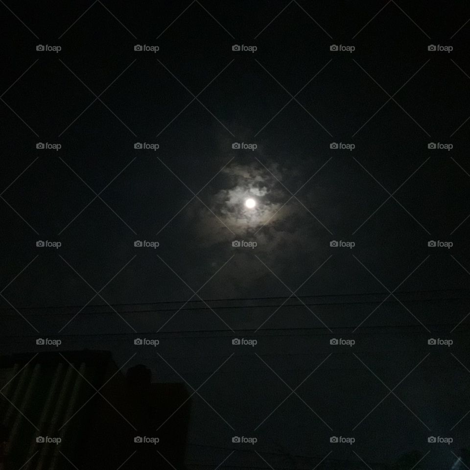Full moon night.  Photo taken on October 13, 2019, in Semarang, Indonesia.
