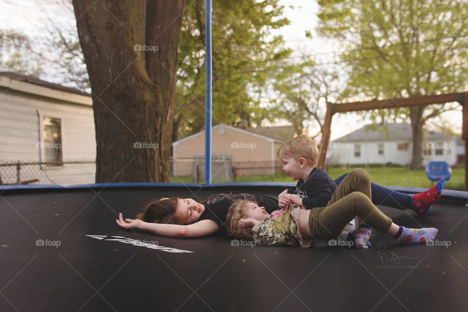 Kids on trampoline 