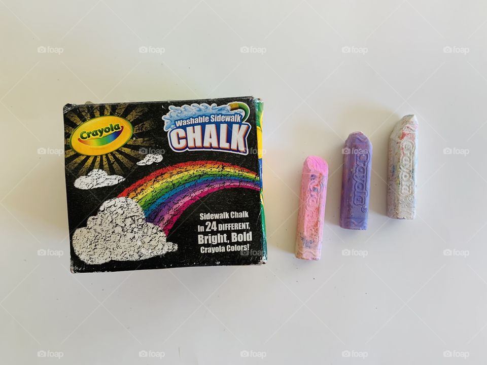 Crayola sidewalk chalk on white background 