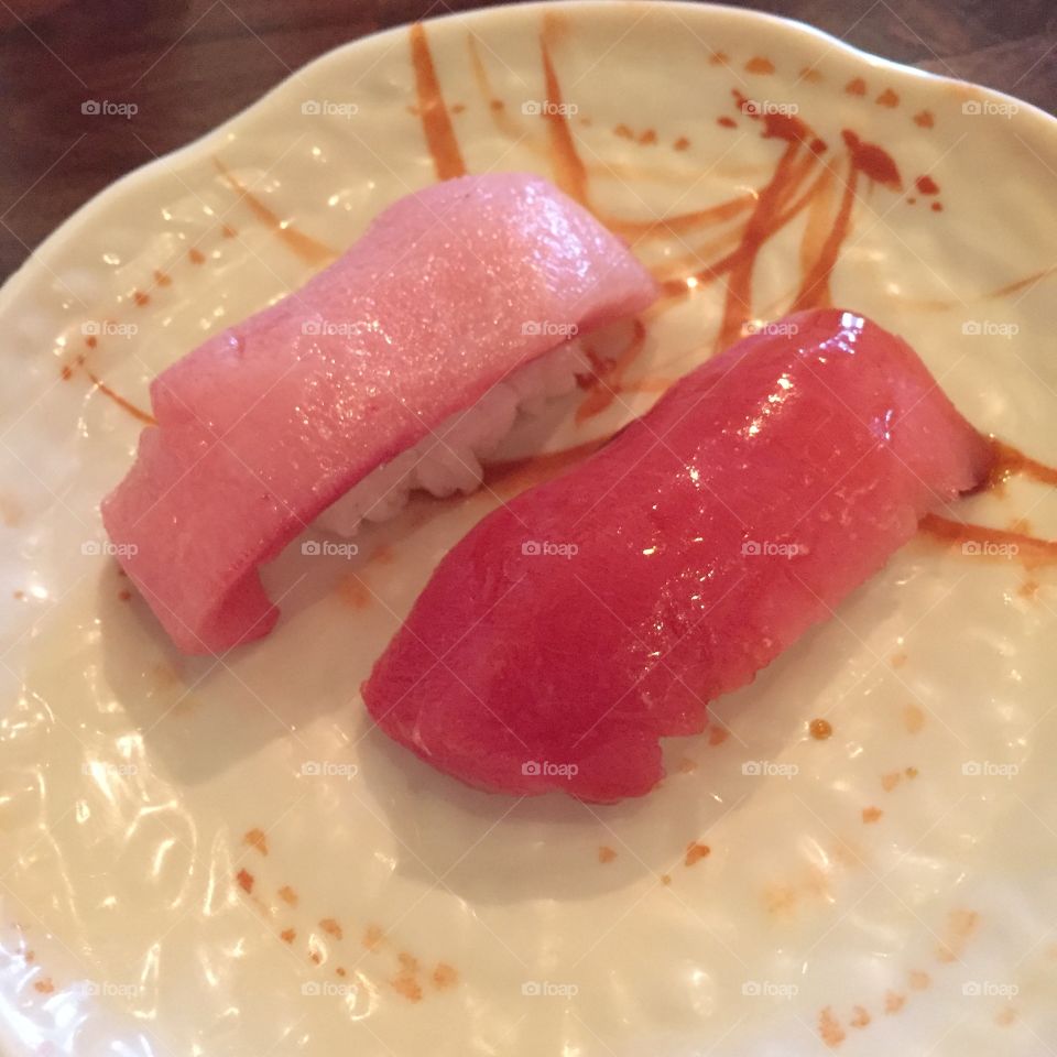 Tuna and toro sushi